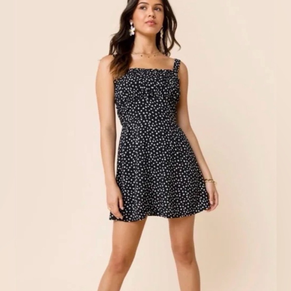 Mi Ami for Francescaโs Black and White Daisy Floral Mini Dress